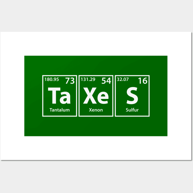 Taxes (Ta-Xe-S) Periodic Elements Spelling Wall Art by cerebrands